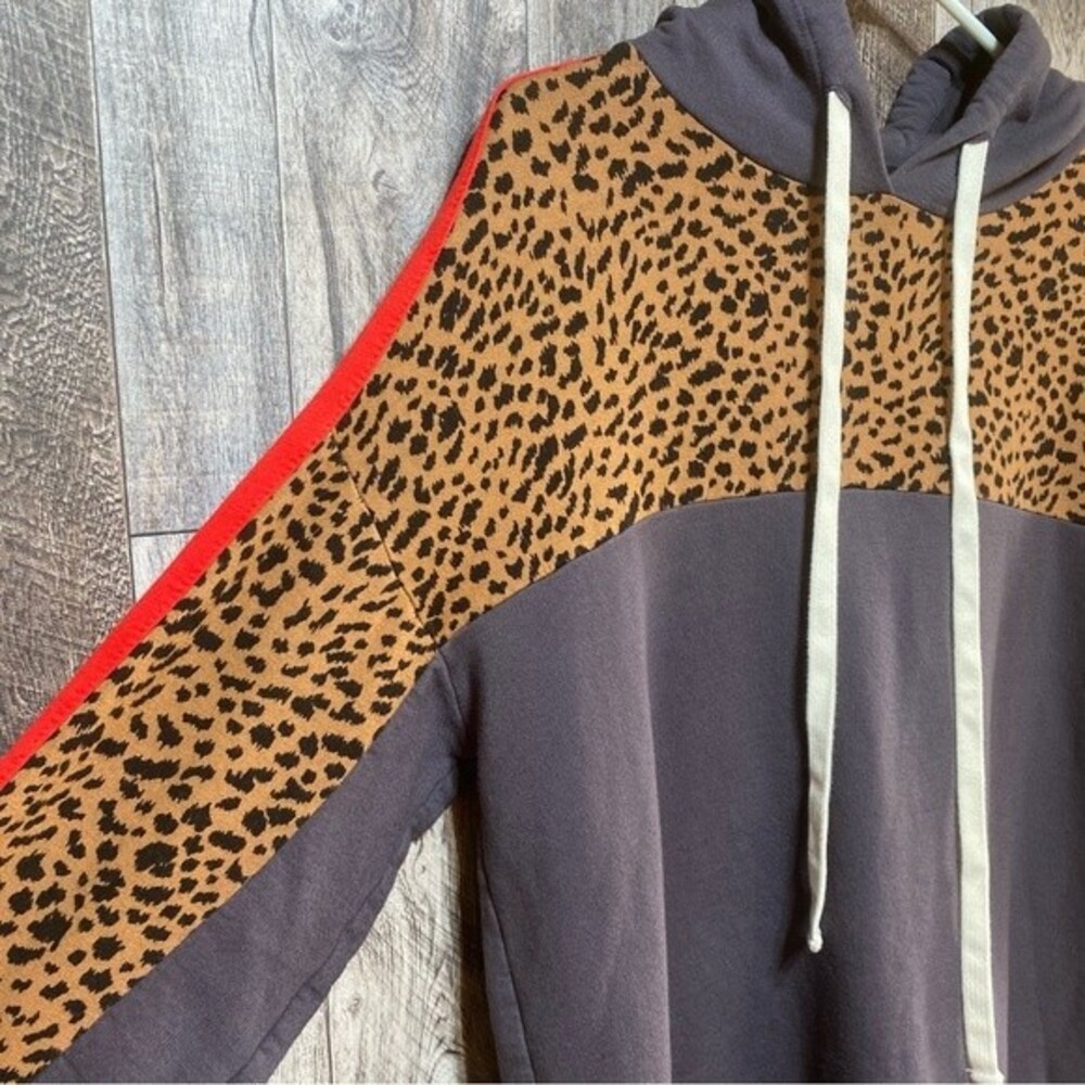 Monrow- Gray/Red/Leopard Print Matching Hoodie & … - image 3